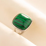 1pc Green Turquoise Ring Hippie Stainless Steel Silver Color Charm Opening Adjustable Ring Women Chunky Bohemian Party Jewelry