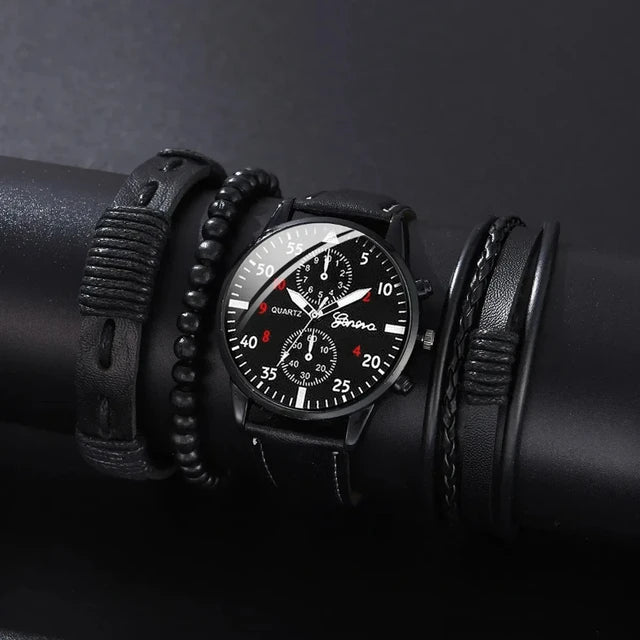Reloj de pulsera de cuarzo para hombre, correa de cuero marrón, informal, de lujo, sin caja, 4 unidades, 2 unidades, 1 unidad 
