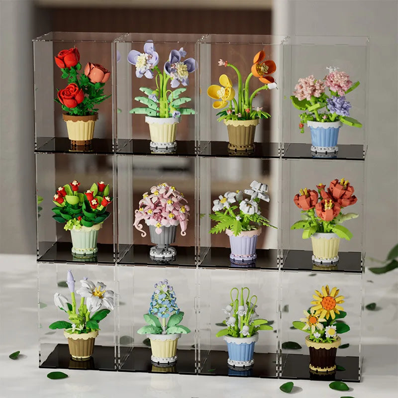 Creative Building Block Bouquet, Eternal Flower Plant Potted Gift, Rose Sunflower Potted Plant, Assembled Building Block Toy