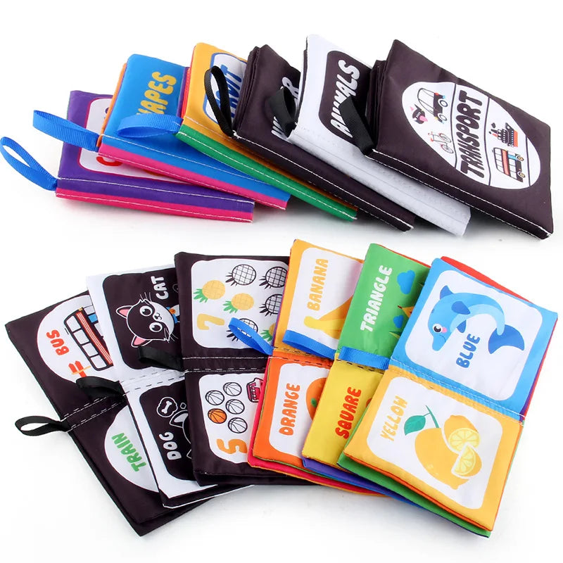 4 Pages Enlightenment Early Learning Books Children Black and White Cloth Book for Kids Montessori Educational Toys
