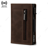 Magnetic Credit Card Holder Luxury Men's Wallet RFID Blocking Pop Up Minimalist Wallet Leather Bank Card Holder Case Vallet for Men