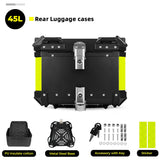 KEMIMOTO 45L/55L/65L Motorcycle Aluminum Case Tail Box Trunk with backrest Universal Top Tail Rear Luggage Tool Storage Box