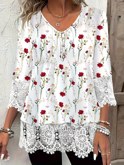 Camiseta elegante informal de talla grande para mujer, camiseta holgada de moda para mujer, camiseta de manga larga con temperamento para vacaciones y fin de semana 