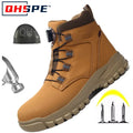 Rotating Button New Safety Shoes Men Anti-smash Anti-puncture Work Shoes Fashion Men Sport Shoes Security Protective Boots Men