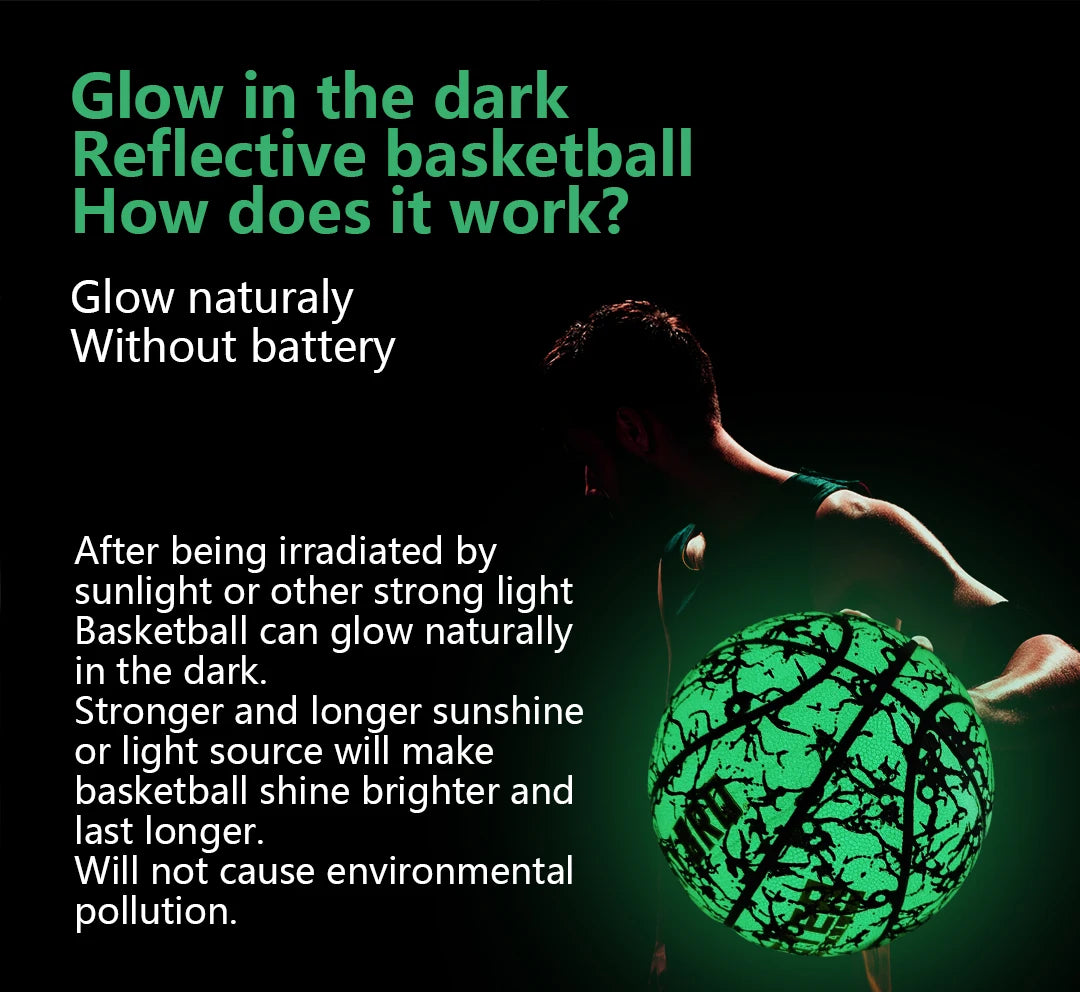 Glowing Basketball Leather Luminous Wear-Resistant Ball Size 5/6/7-27.5/28.5/29.5'' For Youth,In&Outdoor Basketball Night Game