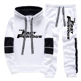 Men's Tracksuit Print Casual Hooded Sweatshirts Set Jogging Clothing Men Daily Commute High Street Fashion Suit 2025 Black White