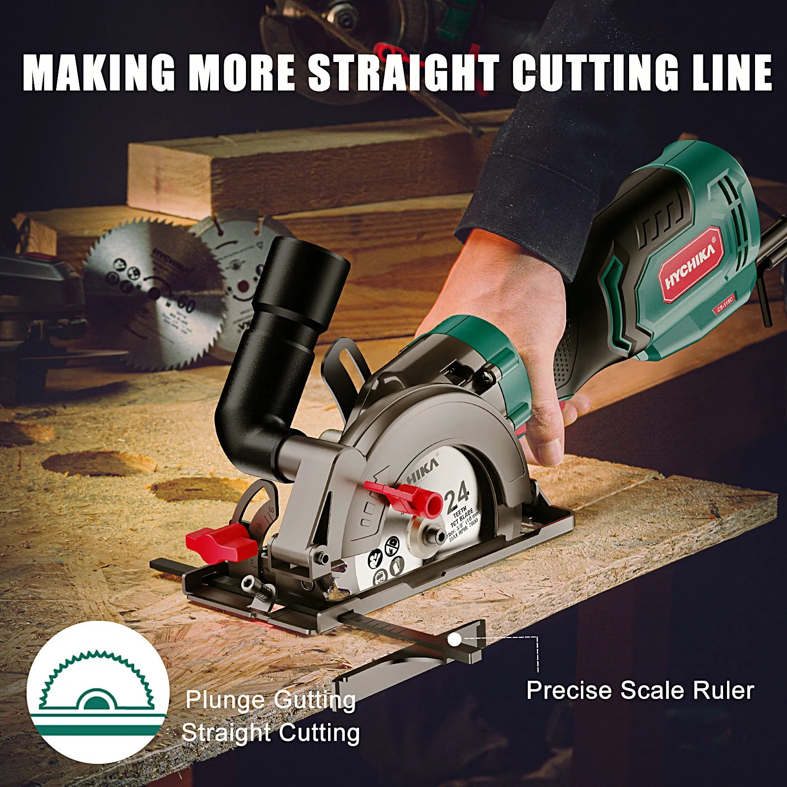 HYCHIKA 750W Circular Saw DIY Power Tool with Laser Guide Electric Saw for Cutting Wood Miter Saw Tools for Carpentry in Wood
