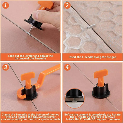 51-204Pcs Floor Tile Leveling System Clips Spacers Porcelain Ceramic Leveler Kit For Tile Laying Wall Fixing Construction Tools
