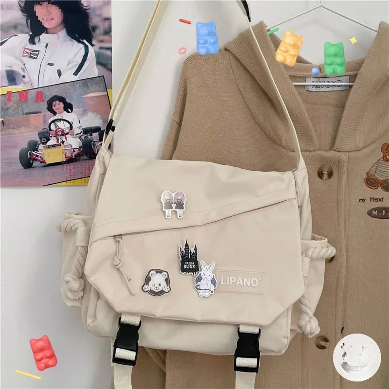 Korean Street Style Versatile Artistic Hong Kong Version Shoulder Bag Messenger Crossbody Bag