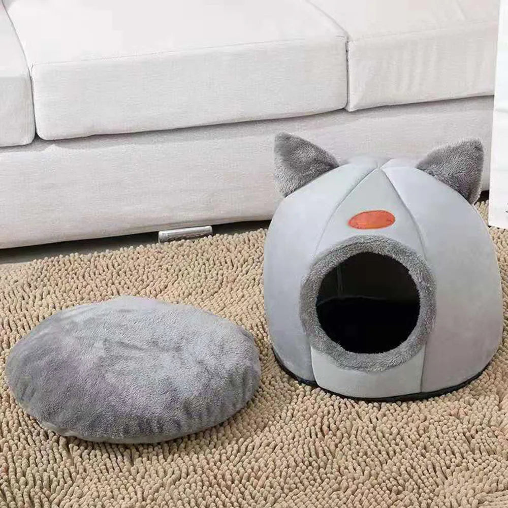 Pet bed with cat ears cat bed for small medium large cats Keep warm in winter  Comfortable and soft Machine washable