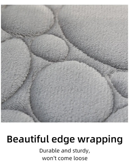 1 Set of Solid Color Simple Bathroom Water-absorbing and Non-slip Floor Mat Stone Pattern, Comfortable and Soft, Three-piece Set