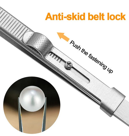 Pinzas de acero inoxidable con cierre deslizante ajustable, antiestáticas, herramienta para la fabricación de joyas y reparación de componentes electrónicos.
