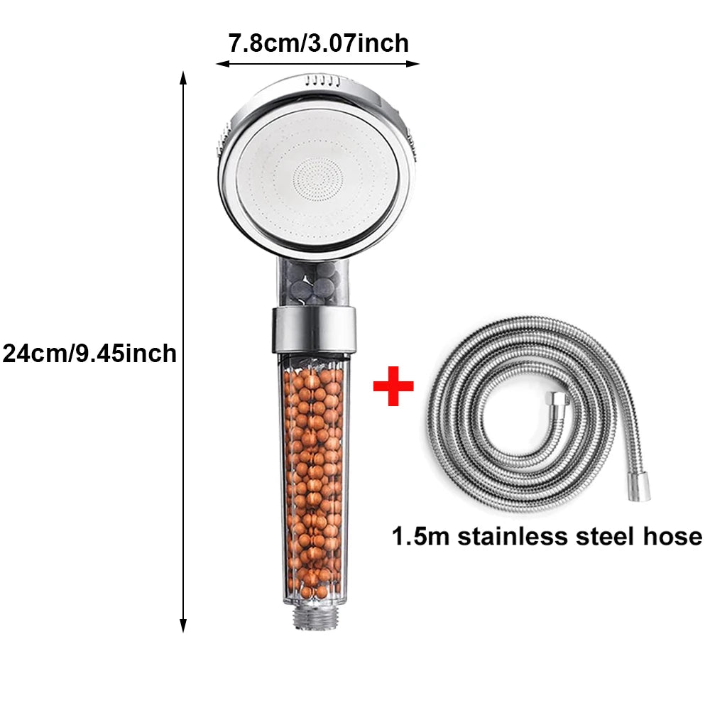 Anti Limestone Filtered Shower Head ABS High-Pressure Water Saving Handheld Clear Showerheads with Filter Beads for Bathroom