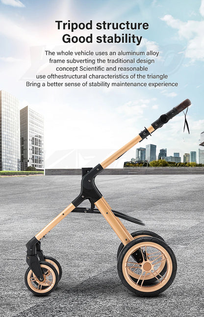 Newest Baby Stroller 3 in 1 Lightweight High Landscape Baby Carriage Aluminum Frame Travel System with Car Seat Pram for Newborn