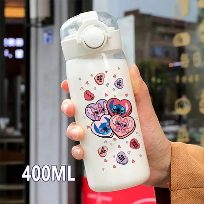 600/400ML Lilo&Stitch Straw Bottles Disney Drinking Office Transparent Portable Anti Drop Children's Water Bottle PC Material