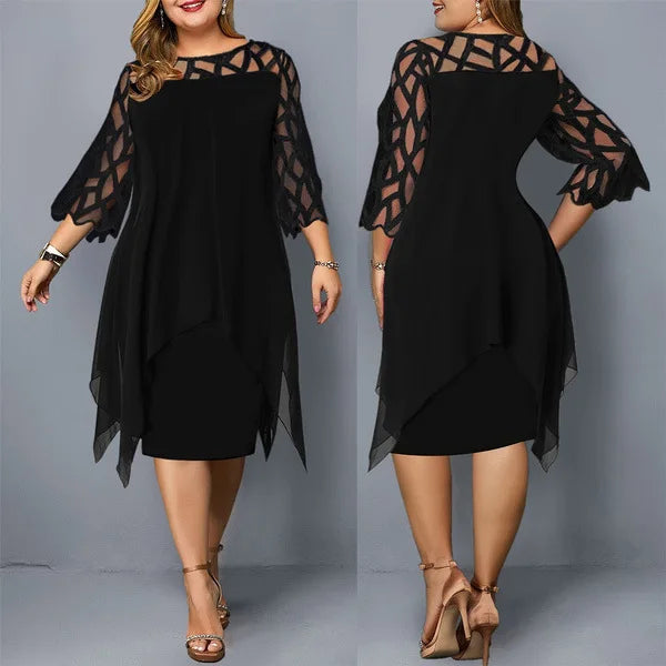 Fashion Chiffon Hollow Out Loose Casual Dress Women 2025 Summer Plus Size Women Clothing Ladies Dresses 4XL 5XL 6XL Robe Femme