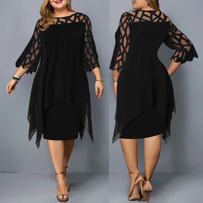 Fashion Chiffon Hollow Out Loose Casual Dress Women 2025 Summer Plus Size Women Clothing Ladies Dresses 4XL 5XL 6XL Robe Femme