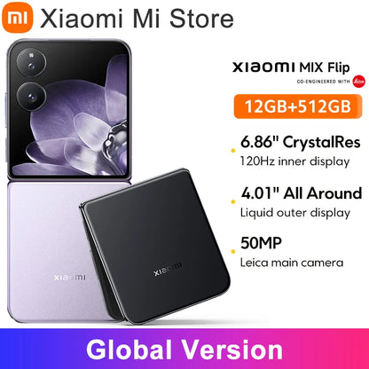 Global Version Xiaomi MIX Flip 67WHyperCharger 12GB 512GB Leica  6.86" 120Hz Display Snapdragon 8 Gen 3 Smartphone 50MP Camera