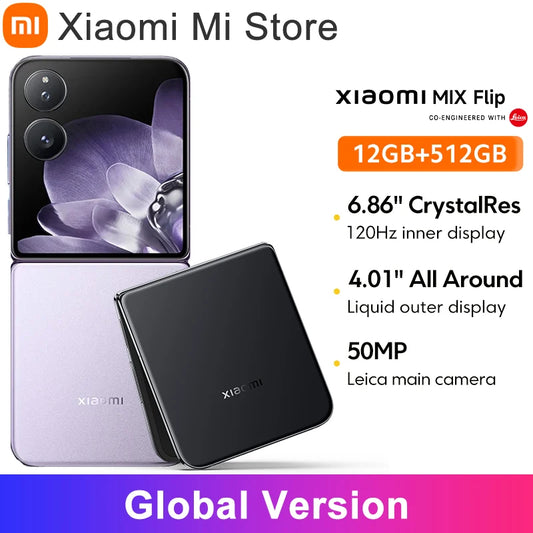 Global Version Xiaomi MIX Flip 67W HyperCharger 12GB 512GB Leica 6.86" 120Hz Display Snapdragon 8 Gen 3 Smartphone 50MP Camera
