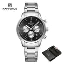 NAVIFORCE NF8076 Sports Watches for Men Stainless Strap Quartz 3ATM Waterproof Shockproof New Fashionable Clock