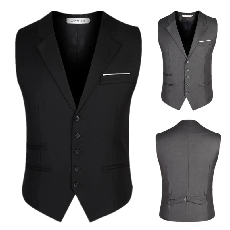 M-6XL Dress Vests For Men Slim Fit Mens Suit Vest Male Waistcoat Gilet Homme Casual Sleeveless Formal Business Jacket Plus Size