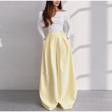 Solid Yellow Pant 2 Piece Set Women's Full Sleeves Buttons Waist-cinching Coats Wide-leg Trousers 2026 New Ladies Autumn Outfit