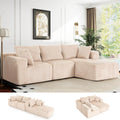 118" Compressed Sofa for Living Room L Shaped Boneless Couch, Modular Sectional Sofa, Sofa Bed Memory Foam Couches with Chaise