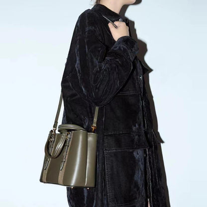 Bolso de diseñador de lujo para mujer, de piel sintética suave, tipo cubo, de alta calidad, tipo bandolera