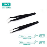 Pinzas antiestáticas ESD de acero inoxidable, herramienta curva de precisión para mantenimiento, reparación industrial, trabajo doméstico, modelo de herramienta manual. 