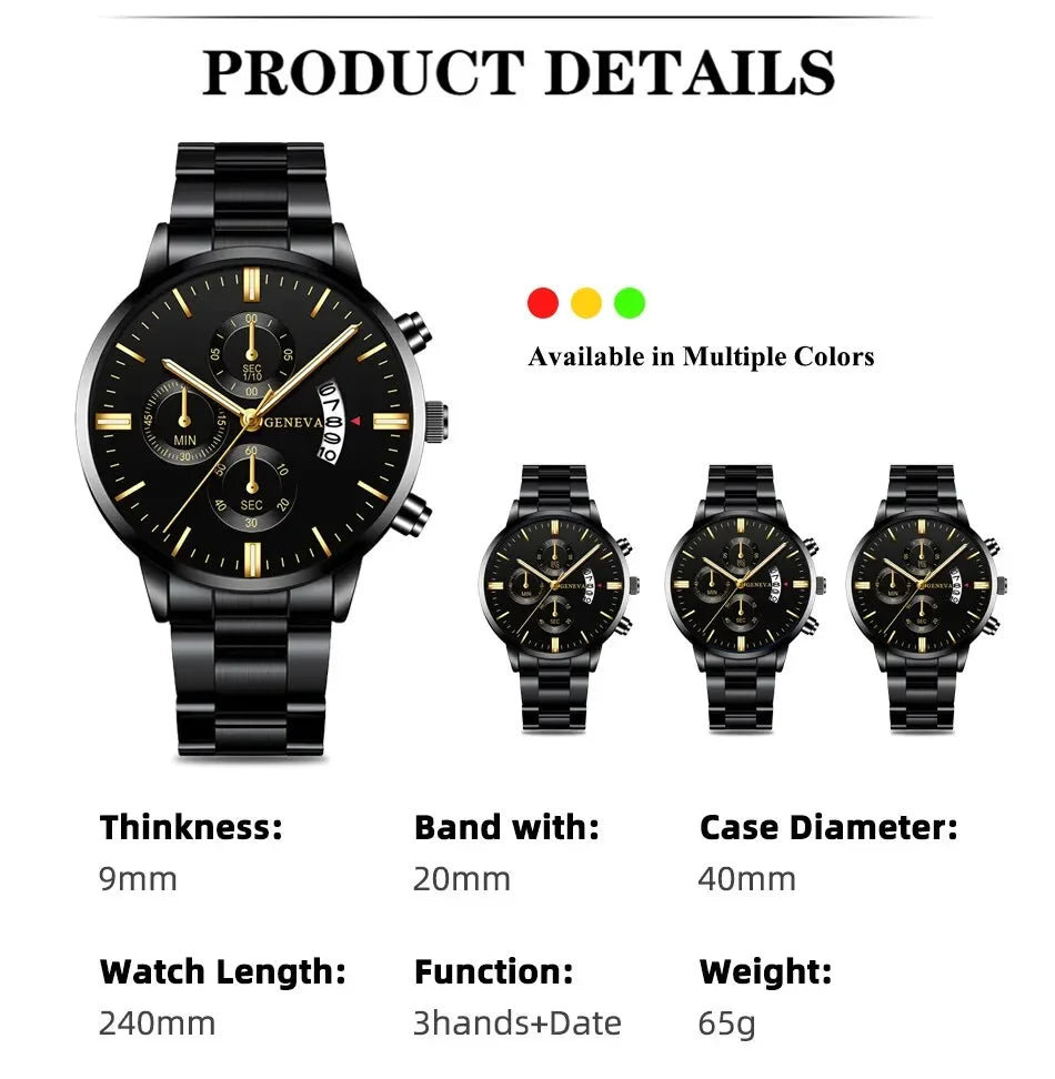 Fashion Men Stainless Steel Watch Luxury Calendar Quartz Wristwatch Men's Business Watches for Men Clock Montre Homme