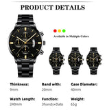 Fashion Men Stainless Steel Watch Luxury Calendar Quartz Wristwatch Men's Business Watches for Men Clock Montre Homme