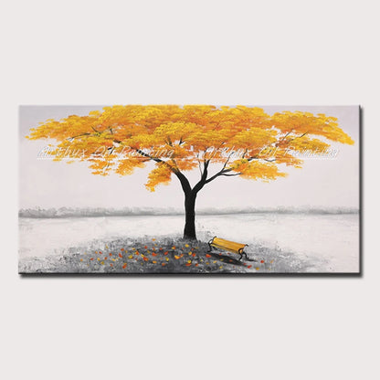 Arthyx,Large Handpainted Palette Knife Tree Oil Painting on Canvas,Modern Abstract Landscape Art Poster,Wall Pictures,Home Decor