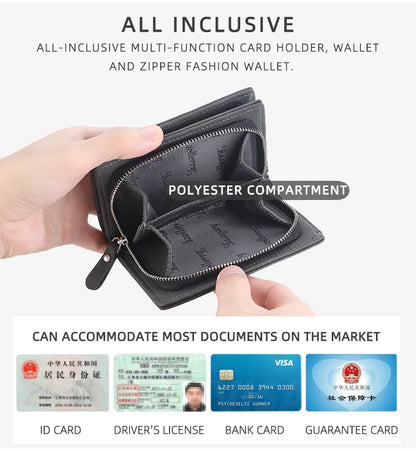 New Leather Men Wallets High Quality Zipper Short Desigh  Wallet Hipster Credit Card Holders Inserts Coin Purses Vintage Walltes
