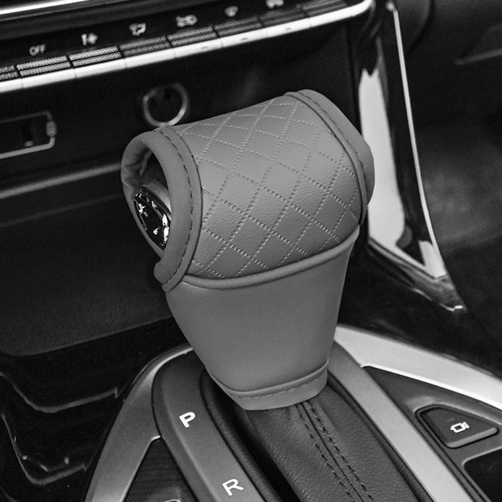 1pc Car Gear Shift Cover PU Leather Shift Lever Cover Gearbox Shifter Knob Protector Automobiles Interior Accessories