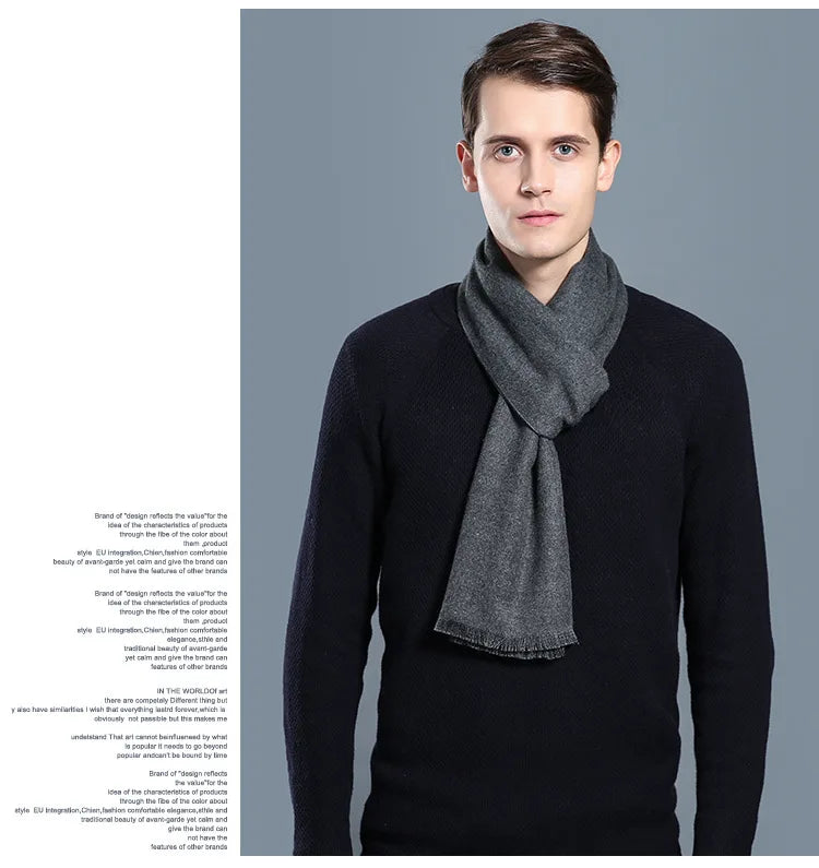 Designer Brand Plaid Men's Cashmere Scarf Winter Warm Scarves Shawls Casual Business Long Wraps Pashmina Christmas Gift for Man