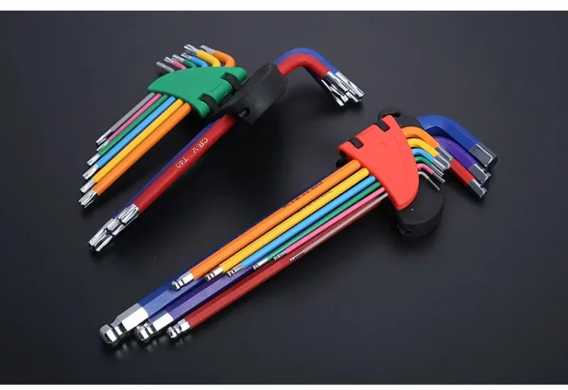 FUTE Allen Key Set L Wrench Kit for Allen Screw 9PCS Long Arm Hex Key Set 1.5mm To 10mm Hex Spanner Hand Tools Bicycle Repair