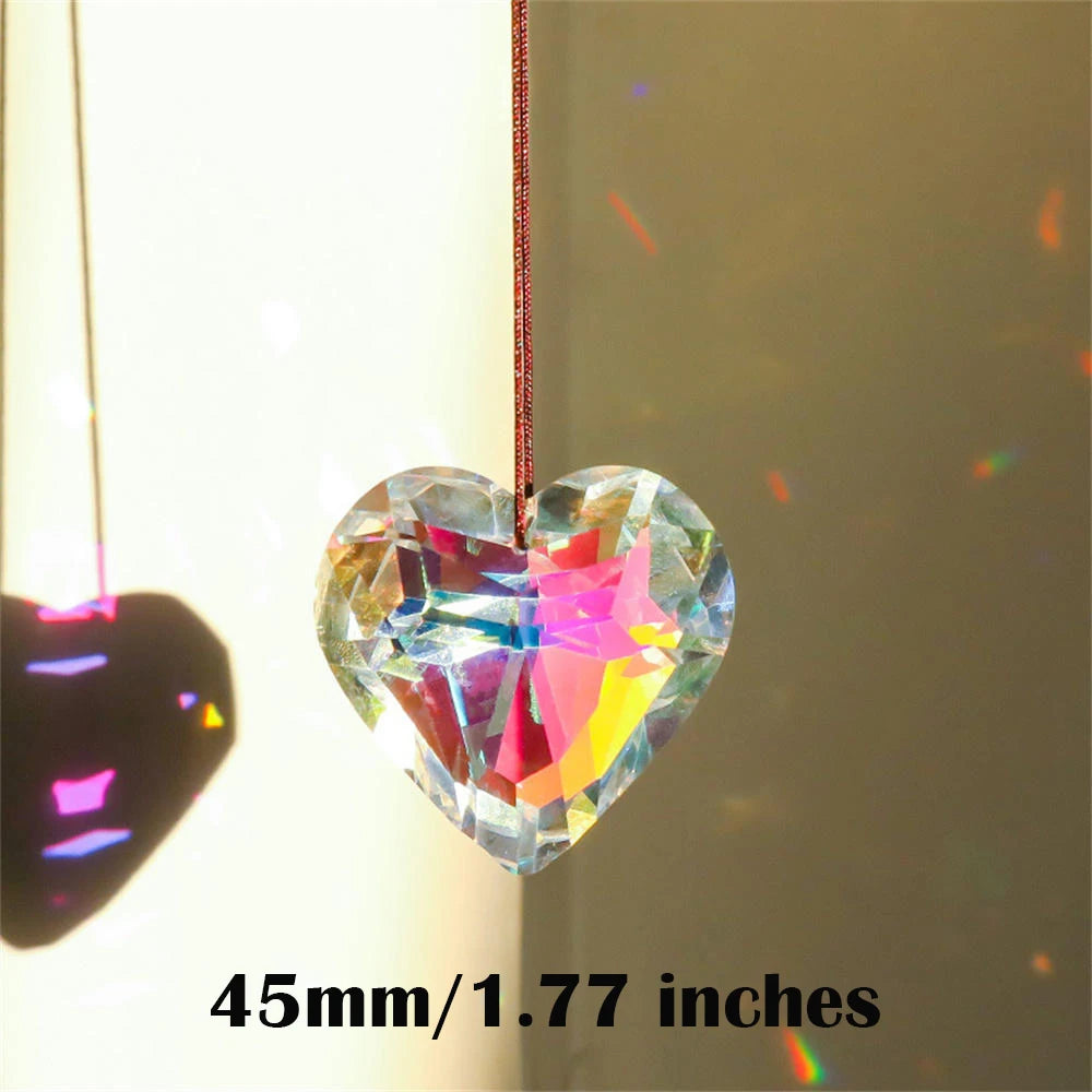 45mm Hanging Heart Suncatcher Prism Pendant Crafts for Home Office Garden Decoration Rainbow Maker Window Pendant 2025 Xmas Gift
