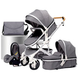 Lujoso cochecito de bebé portátil 3 en 1 de viaje con marco de aluminio alto y plegable, para recién nacidos, con cuatro ruedas.