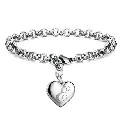 925 Pulseiras de Prata Esterlina com Coração Nobre para Mulheres, 26 Letras Corrente, Marca Designer de Moda, Festa de Casamento, Joias, Novo
