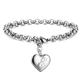 925 Pulseiras de Prata Esterlina com Coração Nobre para Mulheres, 26 Letras Corrente, Marca Designer de Moda, Festa de Casamento, Joias, Novo