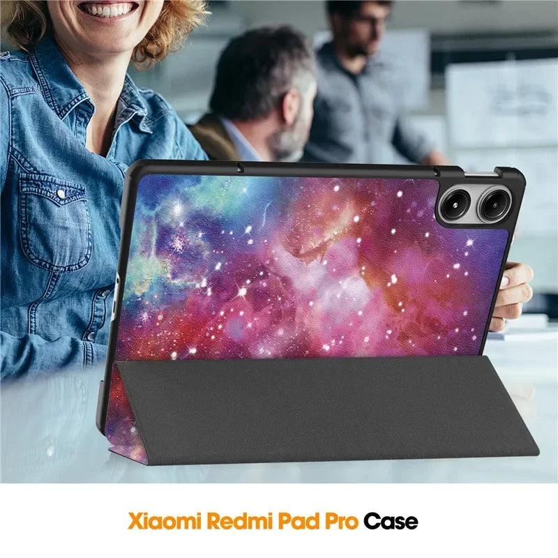 For Xiaomi Redmi Pad Pro 2024 Tri-Folding Flip Stand Case Funda for Red Mi Pad Pro 12.1 Tablet with Auto Sleep Cover