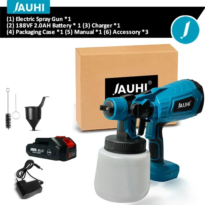 Pistola pulverizadora eléctrica inalámbrica de 1000 ml, pulverizador de pintura portátil para el hogar, para muebles automotrices, revestimiento de acero, aerógrafo para batería Makita de 18 V. 