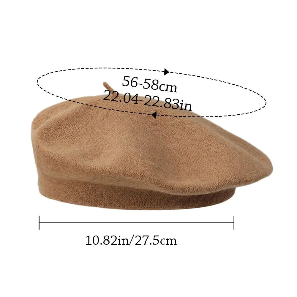 Fashion Warm Winter Wool Berets Hat Retro Solid Color French Artist Hat All Matched Elegant Plain Cap Lady