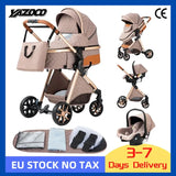 Luxurious Baby Stroller 3 in 1 Portable Travel Baby Carriage Folding Prams High Landscape Aluminum Frame Car for Newborn Baby