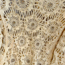 Casual Long Sleeve Elegant cardigan Beading O-neck Chic Vintage Hook Flower Hollow Out Top Plus Size Clothing