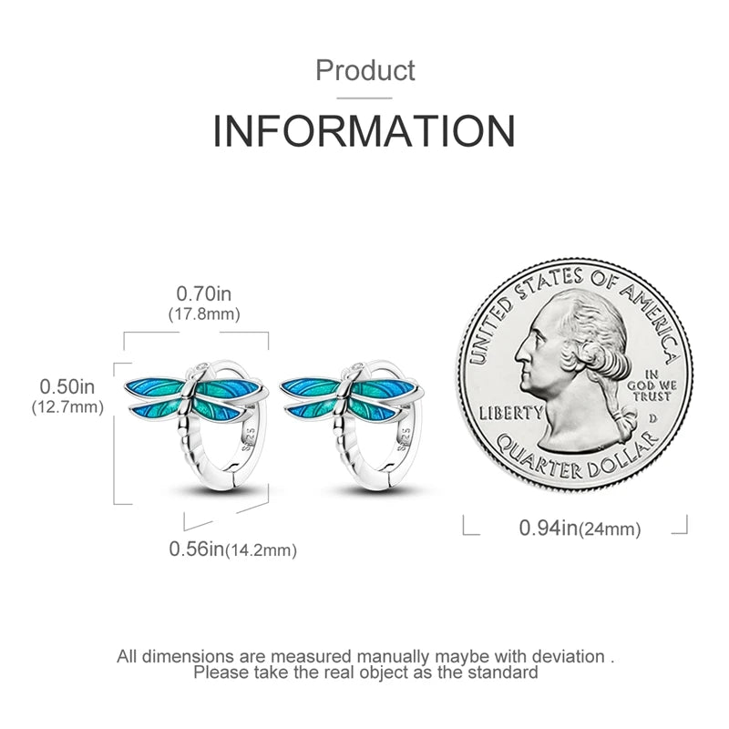 Real 925 Sterling Silver Colorful Dragonfly Butterfly Animal Earrings For Women Exquisite Birthday Anniversary Jewelry Gifts