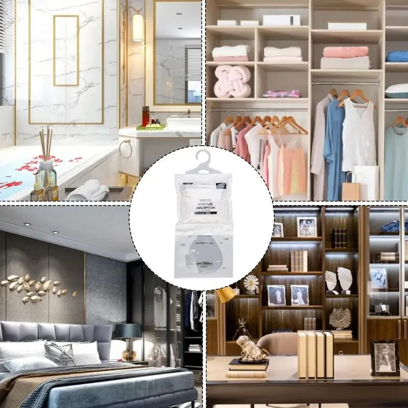 10 pçs absorvedor de umidade pendurado roupas de secagem desumidificador guarda-roupa saco seco dessecante saco de absorção de umidade
