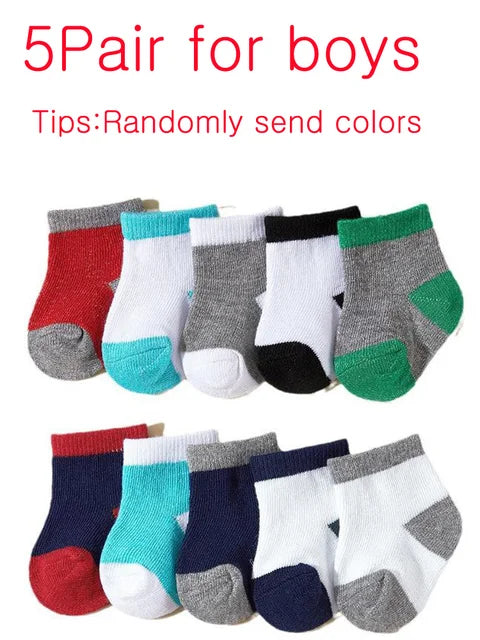 Meias Coloridas Meninos e Meninas, 5 Pares, Novo