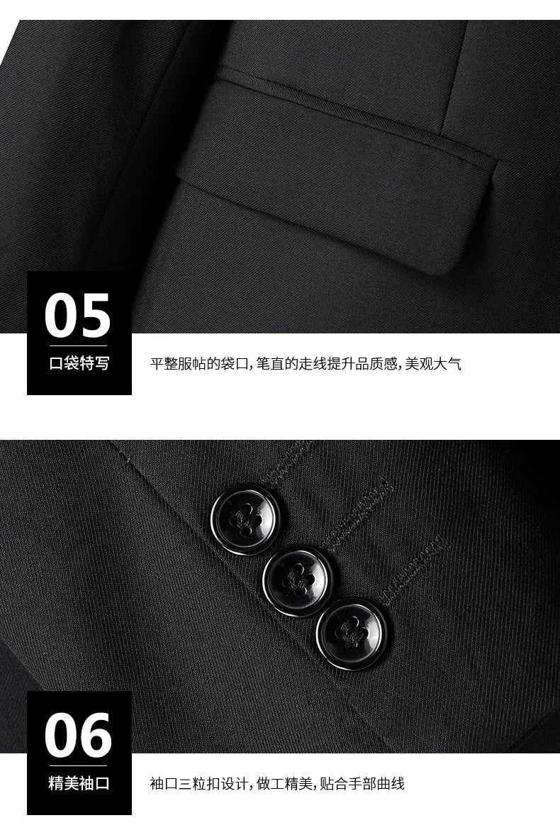 8XL Suit (Blazer+pants) Fashion Business Gentleman Italian Style Slim Solid Color Professional Suit Wedding Groom Best Man Suit