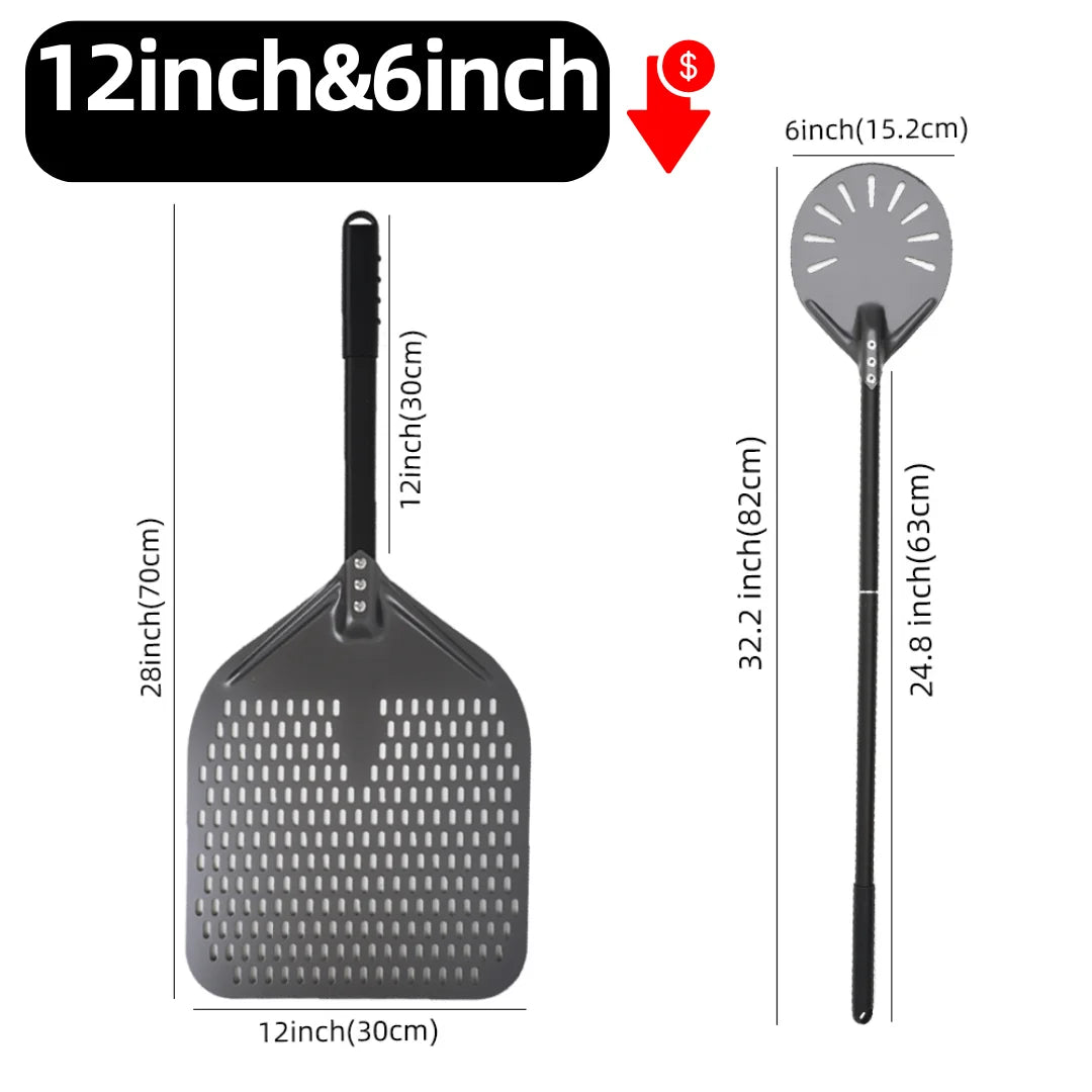 6&12 13 14  Inch Pizza Perforated Shovel Paddle Pizza Oven Turning Peel Hard  Anodized Pizza  Baking Kitchen Tool Spatula